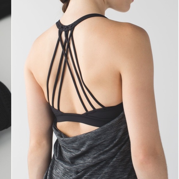 LuluLemon athletica Women’s Lighten UpCharcoal Grey Black Tank Built in Bra sz 6 - Picture 4 of 10